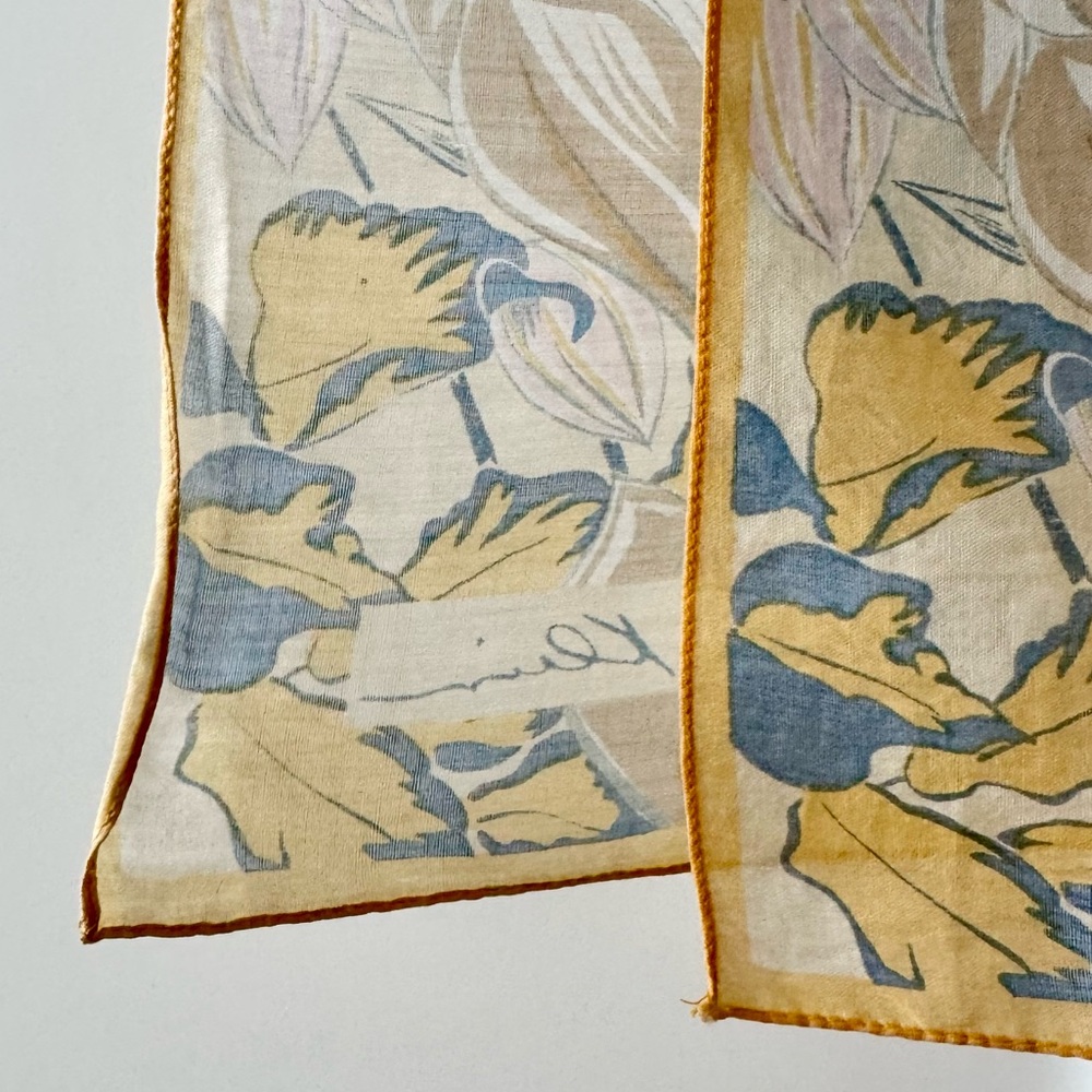 70s Vintage Anne Klein Swiss Dot & Floral Print Cottagecore Cotton Scarf Wrap - Picture 6 of 17